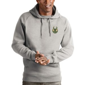 Antigua Superb Milwaukee Bucks Heathered Gray Victory Pullover Hoodie Trending now! Grab this hot jersey while you can.