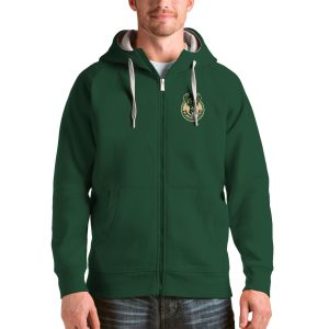 Antigua Magnificent Milwaukee Bucks Hunter Green Logo Victory Full Zip Hoodie Don't be left out! Get this stylish jersey and show your team pride.