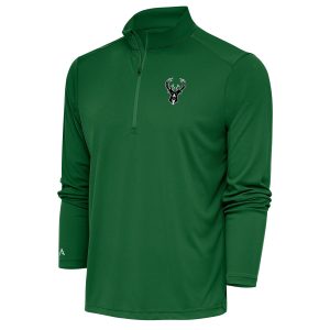 Antigua Milwaukee Bucks Hunter Green Metallic Logo Refined Tribute Quarter Zip Top Designed for performance! Get this functional jersey.