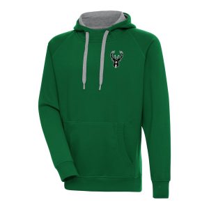 Antigua Milwaukee Bucks Hunter Green Metallic Exceptional Logo Victory Raglan Pullover Hoodie Perfect fit! Order this comfortable jersey.