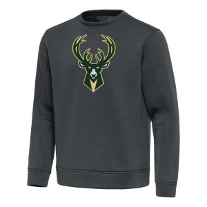 Antigua Milwaukee Bucks Pewter Relevant Pullover Outstanding Sweatshirt Sports fans