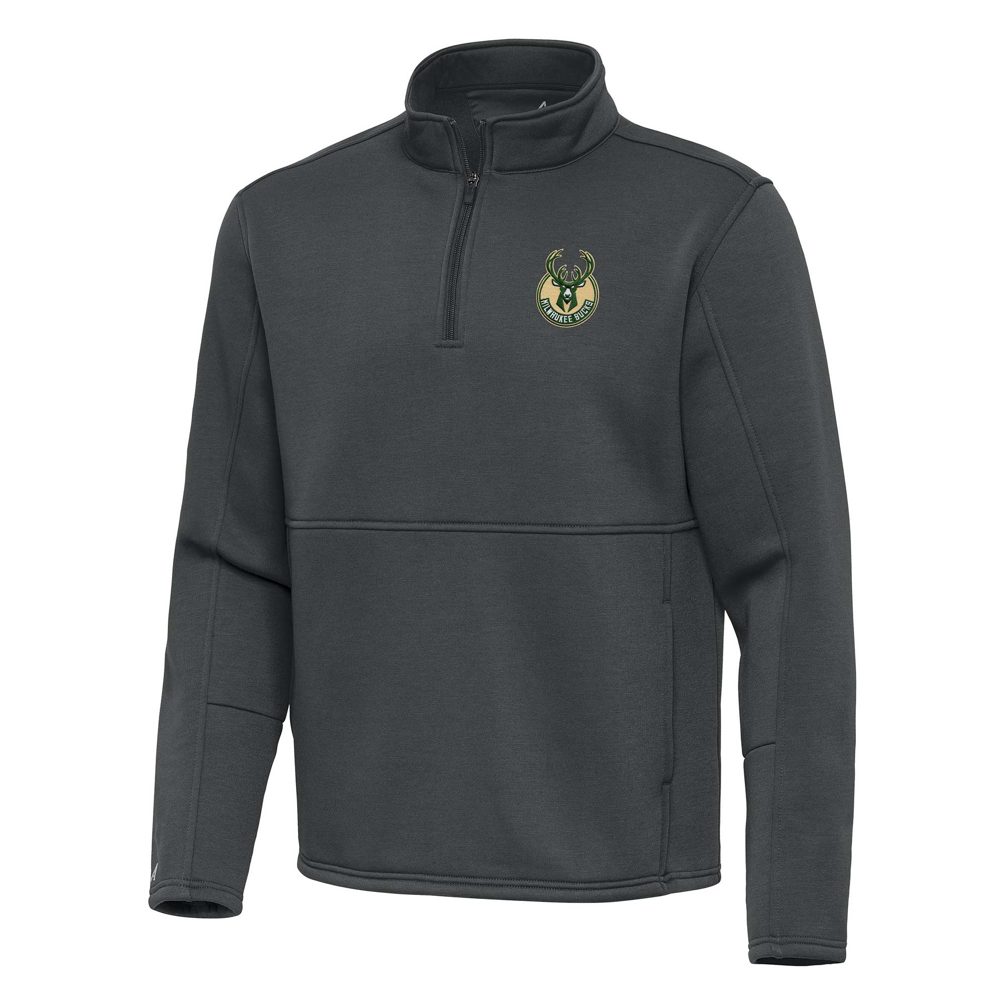 Antigua Milwaukee Bucks Pewter Twist Quarter Zip Terrific Pullover Top Show your dedication! Own this special jersey for your team.