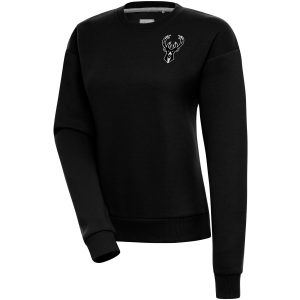 Antigua Milwaukee Bucks Women's Elegant Black Brushed Metallic Victory Pullover Sweatshirt Be a part of the action! Get this game - ready jersey.