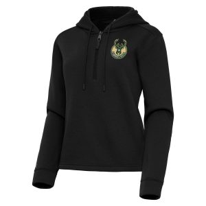 Antigua Milwaukee Bucks Dashing Women's Black Contemporary Quarter Zip Hoodie Enhance your game - day look! Get this fashionable jersey.