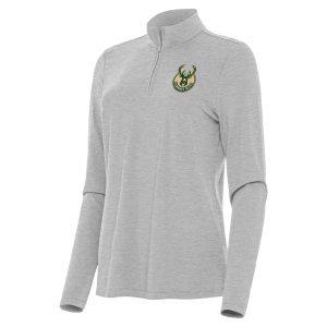 Antigua Milwaukee Bucks Women's Heather Gray Bright Quarter Zip Terrific Top For the true fans! Secure this authentic jersey now.