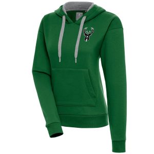 Antigua Milwaukee Bucks Women's Hunter Green Brushed Metallic Victory Gorgeous Pullover Hoodie Upgrade your fan gear! Order this premium jersey today.