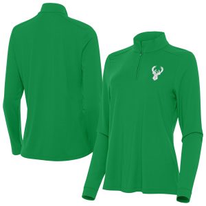 Antigua Milwaukee Bucks Women's Kelly Green St. Patrick's Day Luxurious Intent Quarter Zip Top Perfect fit! Order this comfortable jersey.