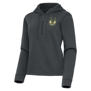 Antigua Milwaukee Premium Bucks Women's Pewter Contemporary Quarter Zip Hoodie Stand out from the crowd! Wear this eye - catching jersey.