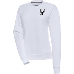 Antigua Milwaukee Bucks Women's White Brushed Terrific Metallic Victory Pullover Sweatshirt Proven quality! Invest in this reliable jersey.