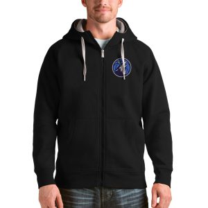 Antigua Minnesota Timberwolves Black Logo Victory Full Charming Zip Hoodie Collectors