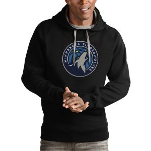 Antigua Minnesota Timberwolves Black Team Logo Victory Pullover Gorgeous Hoodie High - demand item! Order this sought - after jersey immediately.