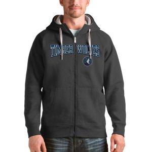 Antigua Minnesota Timberwolves Charcoal Luxurious Victory Full Zip Hoodie Collector's item! A rare addition to any collection.