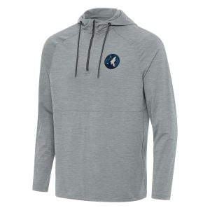 Antigua Minnesota Delightful Timberwolves Heather Gray Spikes Raglan Quarter Zip Hoodie New arrival! Check out this fresh and exciting jersey.