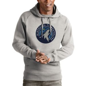 Antigua Stunning Minnesota Timberwolves Heather Gray Team Logo Victory Pullover Hoodie Enhance your game - day look! Get this fashionable jersey.