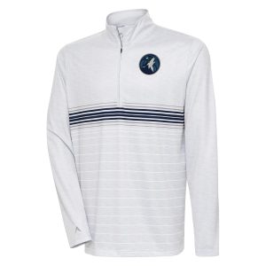 Antigua Phenomenal Minnesota Timberwolves Heather Gray/Navy Bullseye Quarter Zip Pullover Top Perfect fit! Order this comfortable jersey.