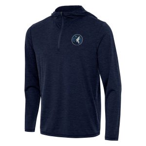 Antigua Minnesota Timberwolves Heather Navy Tidy Premium Quarter Zip Hoodie Sports enthusiasts