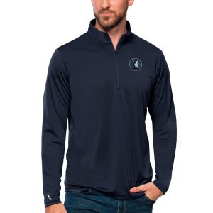 Antigua Minnesota Admirable Timberwolves Navy Tribute Quarter Zip Pullover Top Customizable! Personalize this great jersey.