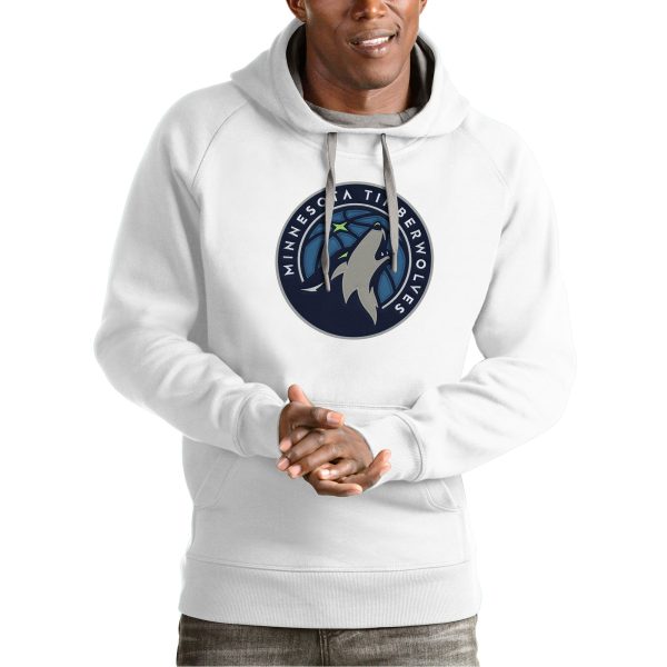 Antigua Remarkable Minnesota Timberwolves White Team Logo Victory Pullover Hoodie Gift idea! Surprise a sports fan with this amazing jersey.