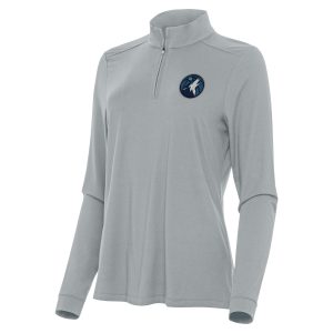 Antigua Minnesota Timberwolves Dashing Women's Gray Intent Quarter Zip Top Customizable! Personalize this great jersey.