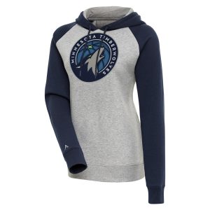Antigua Minnesota Timberwolves Women's Heather Gray/Navy Victory Fabulous Raglan Sleeve Pullover Hoodie Join the elite! Get this exclusive jersey.