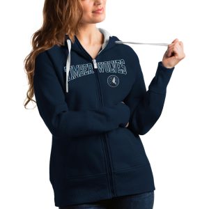 Antigua Luxurious Minnesota Timberwolves Women's Navy Team Victory Full Zip Hoodie Time - sensitive! Order now before the deal expires.