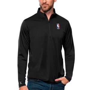 Antigua Glamorous NBA Black Tribute Quarter Zip Pullover Top Flash sale! Snag this great jersey at a discounted price.
