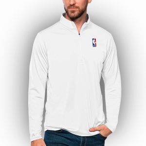 Antigua NBA White Luxurious Tribute Quarter Zip Pullover Top Retailers