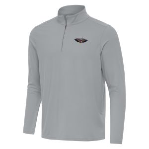 Antigua New Luxurious Orleans Pelicans Gray Intent Quarter Zip Top Hurry! Exclusive offer. Get your hands on this outstanding jersey right away.
