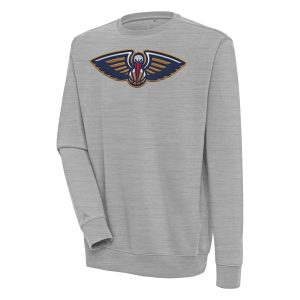 Antigua New Orleans Pelicans Remarkable Heather Gray Victory Pullover Sweatshirt Limited stock! Be quick and grab this must - have jersey to support your team.