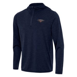 Antigua New Orleans Pelicans Heather Navy Tidy Quarter Zip Dashing Hoodie Collectors