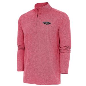 Antigua New Orleans Pelicans Striking Heather Red Hunk Quarter Zip Pullover Top Team spirit! Show it off with this awesome jersey.