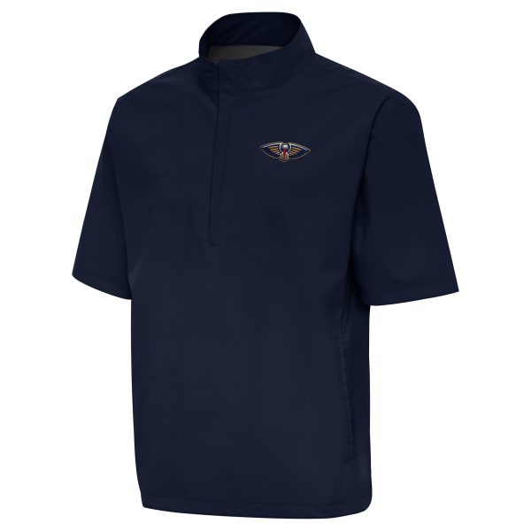 Antigua New Exceptional Orleans Pelicans Navy Brisk Quarter Zip Windbreaker Authentic look! Wear this genuine jersey.