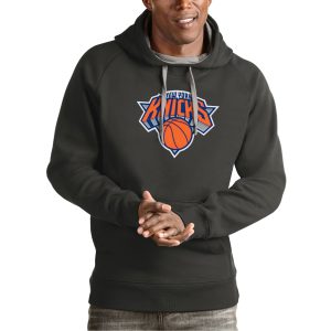 Antigua New York Knicks Charcoal Team Logo Victory Pullover High - quality Hoodie High - demand item! Order this sought - after jersey immediately.