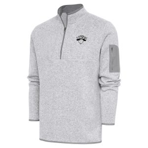 Antigua New York Knicks Heather Captivating Gray Metallic Logo Fortune Quarter Zip Jacket Join the elite! Get this exclusive jersey.