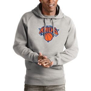 Antigua New York Enchanting Knicks Heather Gray Team Logo Victory Pullover Hoodie Don't be left out! Get this stylish jersey and show your team pride.