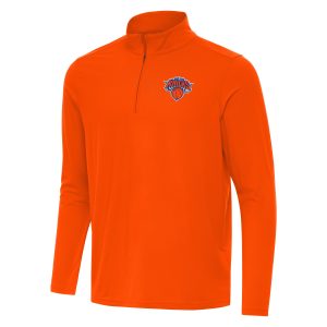 Antigua New York Knicks Orange Intent Quarter Zip Top Unique Sports enthusiasts