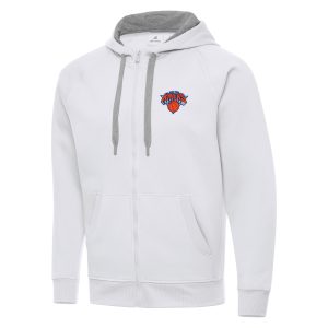 Antigua New York Knicks Captivating White Big & Tall Victory Full Zip Hoodie Jacket Sports fans