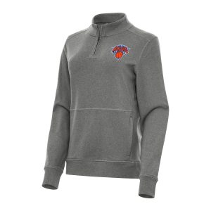 Antigua New Glamorous York Knicks Women's Heather Black Crush Quarter Zip Fleece Sweatshirt Experience luxury! Order this high - end jersey.