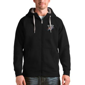 Antigua Oklahoma City Captivating Thunder Black Logo Victory Full Zip Hoodie Team spirit! Show it off with this awesome jersey.