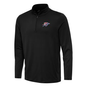 Antigua Oklahoma Alluring City Thunder Black Reprocess Quarter Zip Top Sports fans