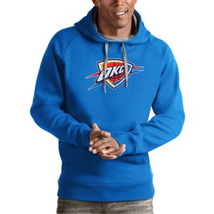 Antigua Oklahoma City Thunder Blue Team Logo Victory Pullover Remarkable Hoodie Designed for performance! Get this functional jersey.