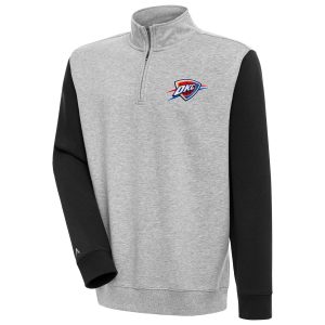 Antigua Remarkable Oklahoma City Thunder Heather Gray/Black Victory Colorblock Quarter Zip Pullover Top For a short time only! Don't miss out on this fantastic jersey.