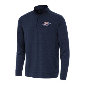 Antigua Gorgeous Oklahoma City Thunder Heather Navy Bright Quarter Zip Top Sports enthusiasts