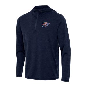 Antigua Oklahoma City Thunder Heather Navy Tidy Quarter Zip Notable Hoodie Retailers