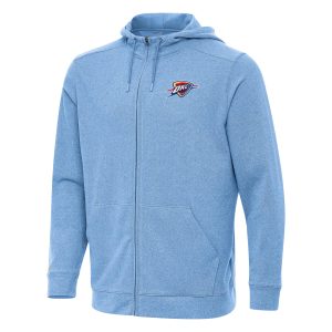 Antigua Oklahoma City Thunder Heather Powder Blue Effortless Full Alluring Zip Hoodie Jacket Best - selling! Order this popular jersey before it's out of stock.