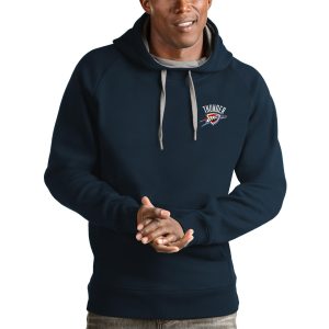 Antigua Premium - grade Oklahoma City Thunder Navy Victory Pullover Hoodie Upgrade your fan gear! Order this premium jersey today.