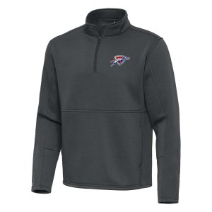 Antigua Oklahoma City Impressive Thunder Pewter Twist Quarter Zip Pullover Top Limited stock! Be quick and grab this must - have jersey to support your team.