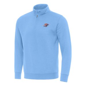 Antigua Oklahoma City Thunder Powder Blue Victory Quarter Stylish Zip Mock Sweatshirt Join the elite! Get this exclusive jersey.
