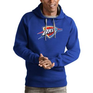 Antigua Oklahoma City Thunder Royal Team Logo Enchanting Victory Pullover Hoodie Enhance your game - day look! Get this fashionable jersey.