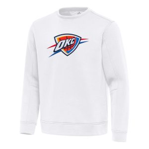 Antigua Oklahoma City Thunder White Relevant Pullover Charming Sweatshirt New arrival! Check out this fresh and exciting jersey.